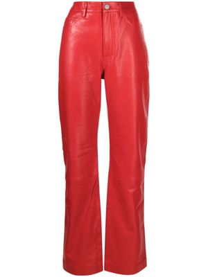 REMAIN straight-leg leather trousers - Red