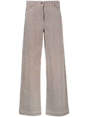 REMAIN striped organic-cotton palazzo pants - Brown
