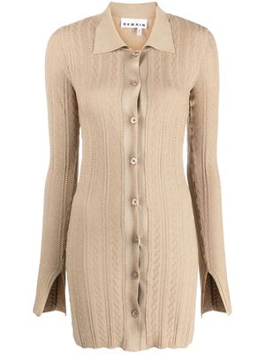 REMAIN textured knitted cardi-coat - Neutrals