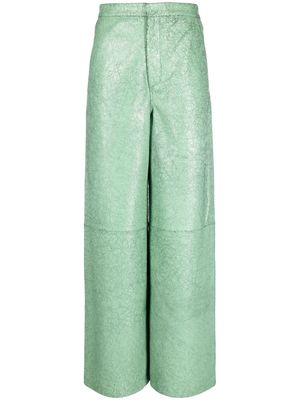 REMAIN wide-leg leather trousers - Green