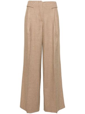 REMAIN wide-leg textured trousers - Neutrals