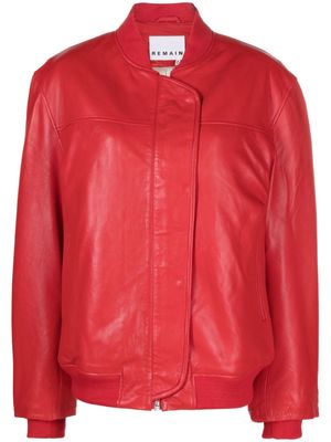 REMAIN zip-up leather bomber jacket - Red