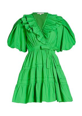Remy Puff-Sleeve Wrap Minidress