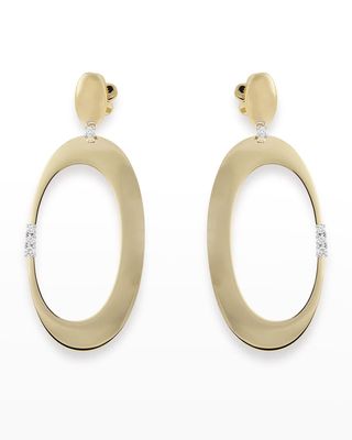 Renaissance 18k Gold Oval Earrings with Diamonds