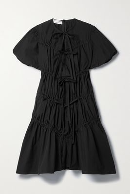 Renaissance Renaissance - Crimes Gathered Cotton-poplin Dress - Black