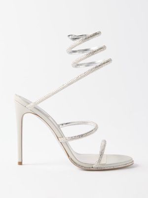 Rene Caovilla - Cleo 105 Crystal-embellished Satin Sandals - Womens - Silver
