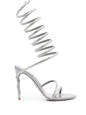 Rene Caovilla crystal-embellished wraparound 115mm sandals - Grey