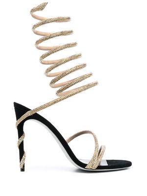 Rene Caovilla crystal-embellished wraparound 120mm sandals - Gold