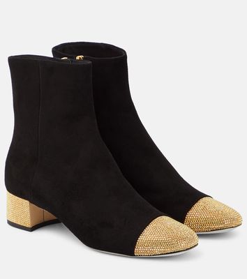 Rene Caovilla Embellished suede ankle boots