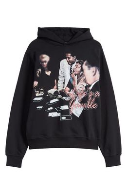 Renowned Life's a Gamble Cotton Graphic Hoodie in Black