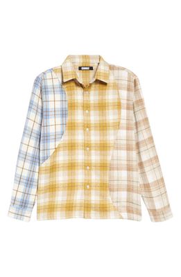 Renowned Lucid Cut Plaid Flannel Button-Up Shirt in Multi Yellow
