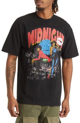 Renowned Midnight Madness Cotton Graphic Tee in Black