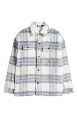 Renowned Plaid Faux Mohair Workwear Jacket in Blues
