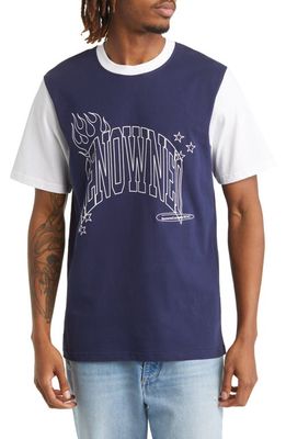 Renowned Two-Tone Craft Cotton Graphic Tee in Navy