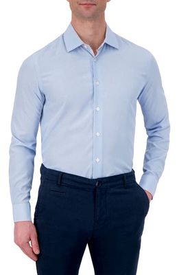 Report Collection Slim Fit Check Print Performance Dress Shirt in 49 Light Blue