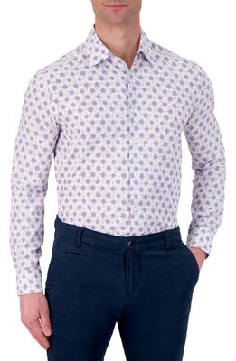 Report Collection Slim Fit Floral Performance Dress Shirt in Lavender