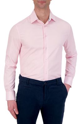 Report Collection Slim Fit Geometric Print Performance Dress Shirt in 24 Pink