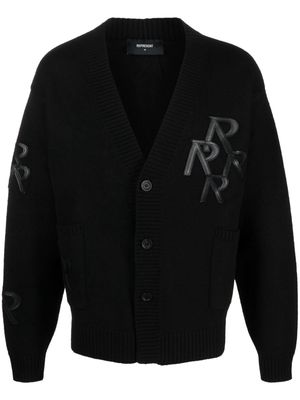 Represent appliqué-logo wool cardigan - Black