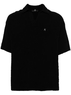 Represent bouclé knit polo shirt - Black