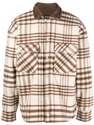 Represent check-pattern collared overshirt - Brown