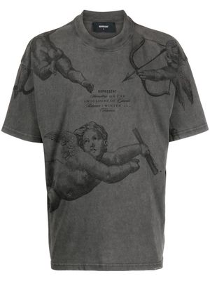 Represent Cherub graphic-print cotton T-shirt - Grey