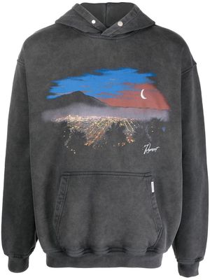 Represent distressed-effect cotton hoodie - Grey