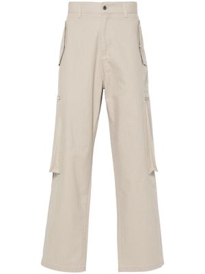 Represent embroidered-logo cotton trousers - Neutrals