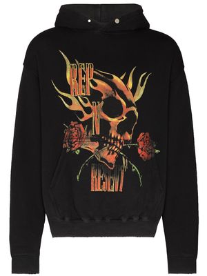Represent graphic-print cotton hoodie - Black