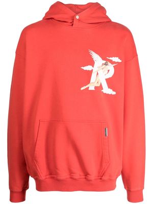 Represent graphic-print cotton hoodie - Red