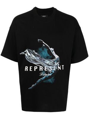 Represent graphic-print logo T-shirt - Black