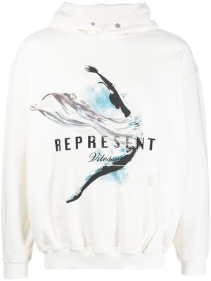Represent graphic-print long-sleeve hoodie - White