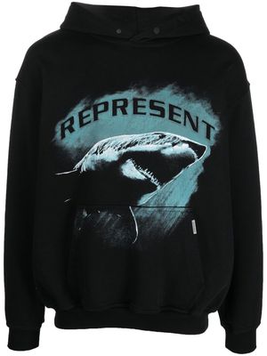 Represent graphic-print oversize hoodie - Black