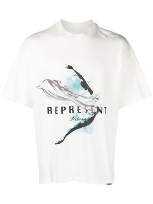 Represent graphic-print oversize T-shirt - White