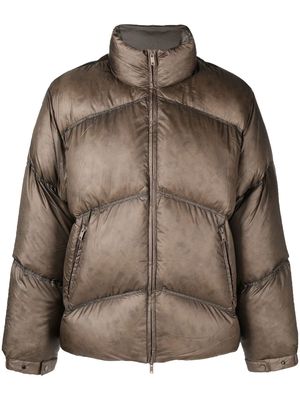 Represent logo-plaque padded down jacket - Brown