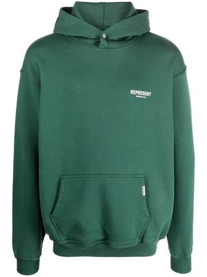 Represent logo-print cotton hoodie - Green