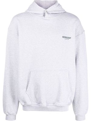 Represent logo-print cotton hoodie - Grey
