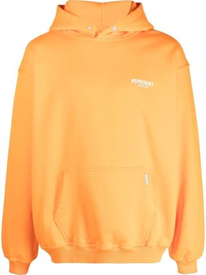 Represent logo print cotton hoodie - Orange