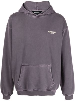 Represent logo-print cotton hoodie - Purple
