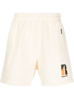 Represent logo-print cotton shorts - Neutrals