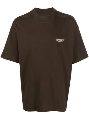 Represent logo-print cotton T-shirt - Brown