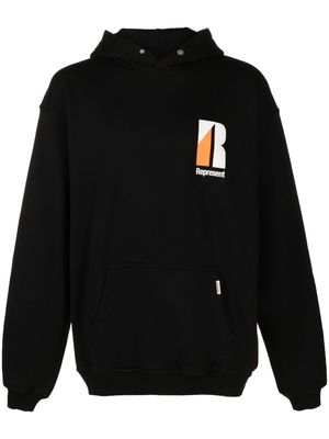 Represent logo-print drawstring hoodie - Black