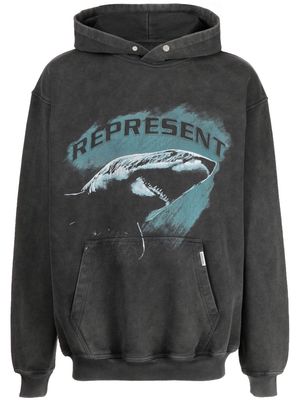 Represent logo-print long-sleeve hoodie - Grey