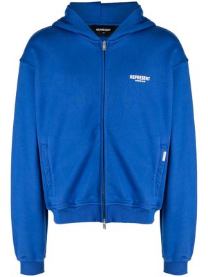 Represent logo-print zip-up sweatshirt - Blue