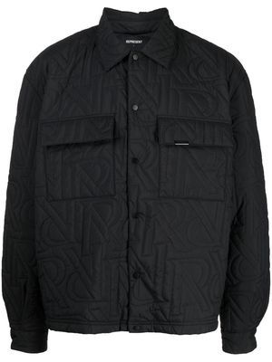 Represent logo-quilted overshirt - Black