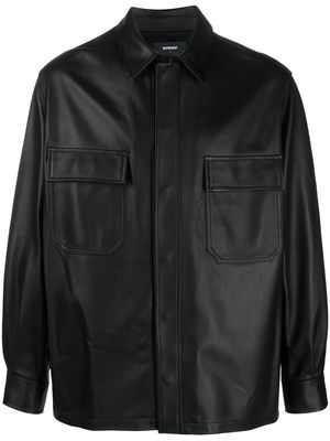Represent long-sleeve leather shirt - Black