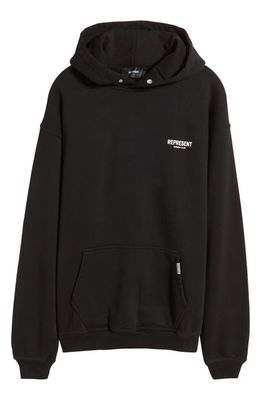 Represent Owners Club Cotton Graphic Hoodie in Black