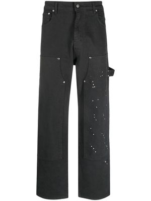 Represent paint-splatter straight-leg jeans - Grey