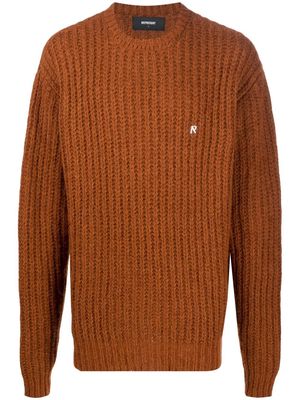 Represent ribbed-knit logo-embroidered jumper - Brown