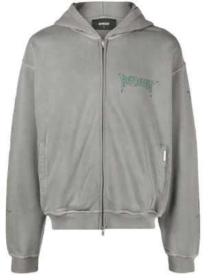 Represent Rock zip-up cotton hoodie - Grey