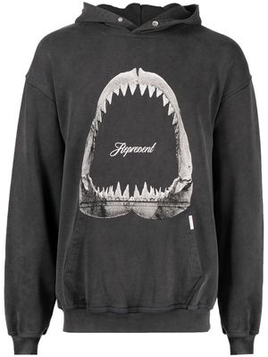 Represent shark-print cotton hoodie - Grey